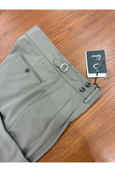 PAREZ Erkek Regular Fit Yüksek Bel Piliseli Tokalı Kumaş Pantolon