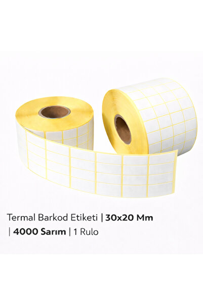Blue Label Termal Barkod Etiketi |4'lü Yan Yana| 15x20 Mm | 4000 Sarım | 10 Rulo