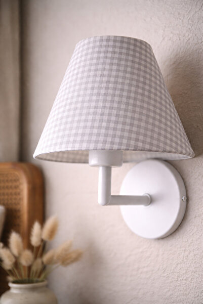 oceanpoint Patterned Fabric Hat Wall Sconce, White Metal Body, Elegant and So...