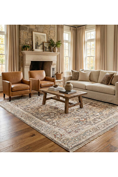 Emin Halı Aka AVA03K Vintage Eskitme Model Degrade İplik Sık Dokuma Salon Otu...