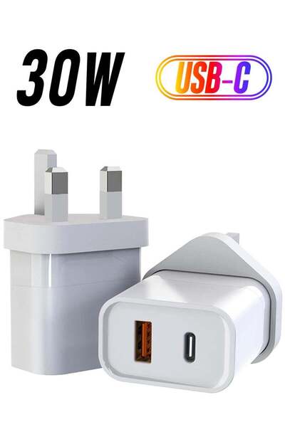 Shopi شاحن ثنائي المنافذ بتقنية GaN بقوة 30 واط بتقنية PD USB-C و18 واط USB: ...