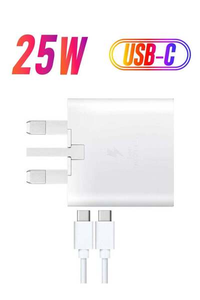 Shopi compatible Samsung UK Travel Adaptor, 25W with USB Type C Cable - White