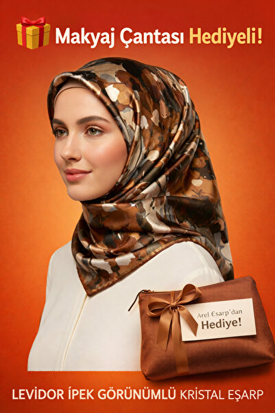 Levidor 90X90 Silk-Look Brown - Gray Crystal Scarf – Non-Slip Twill Stylish D...