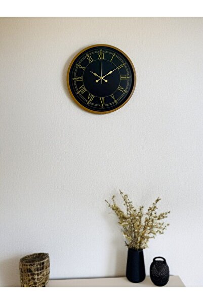 Lunaev ساعة حائط بأرقام رومانية ذهبية بنية مقاس 36 سم