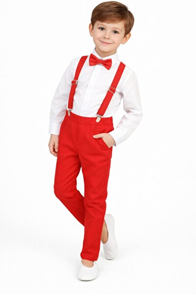 Nacar 23 Nisan 29 Ekim Gösteri Kıyafeti Kırmızı Askılı Papyonlu Erkek Çocuk T...