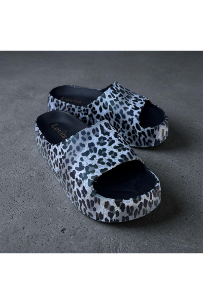 Lovita Women's Leopard Print Light Sole Eva Platform Sole Slippers