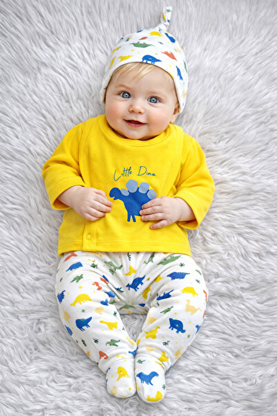 Little Dino Sarı 5’li Yenidoğan Erkek Bebek Hastane Çıkışı Seti