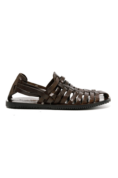 The Sandals Factory Men's Sandals M6579 Leather Upper Dark Brown
