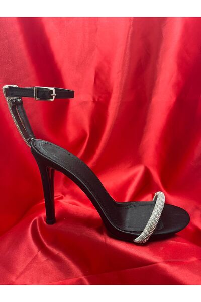 VEYİS USTA Evening Dress with Single Band and Stones, 11 cm Heel Length