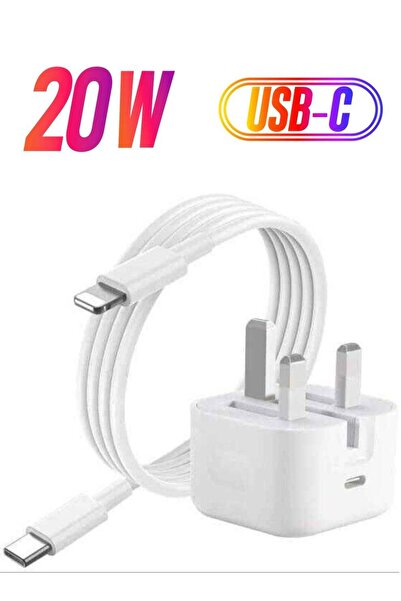 Generic شاحن سريع USB-C بقوة 20 واط وكابل شحن سريع USB-C بطول 1 متر [معتمد من...