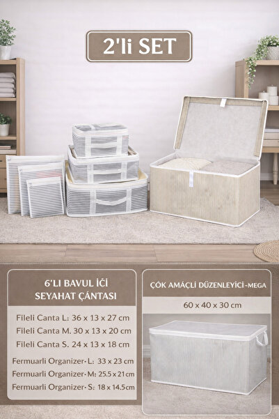 PONÇİK BEBEK Multi-Purpose Under-Bed Organizer Mega Storage Box & Set of 6 Tr...