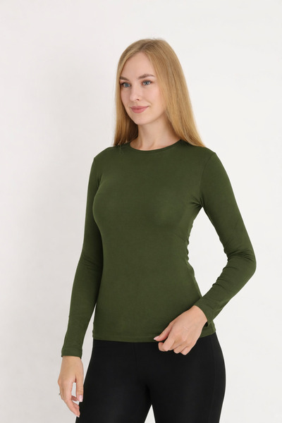 MissKATRE Women's Long Sleeve Khaki Bodysuit