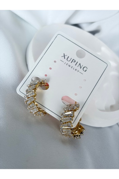 XUPING JEWELRY أقراط دائرية مرصعة بالأحجار الكريمة