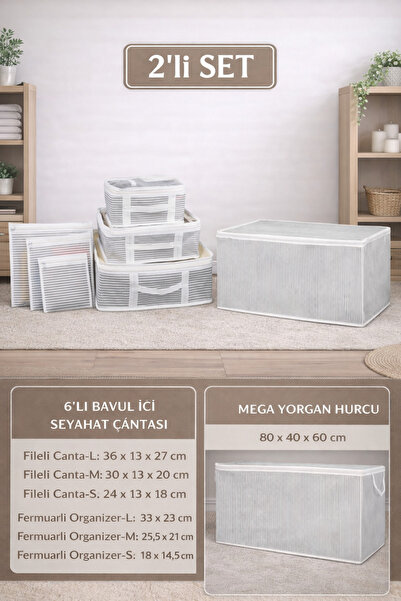 PONÇİK BEBEK Multi-Purpose Under-Bed Organizer Mega Quilt Storage Bag & 6-Pie...