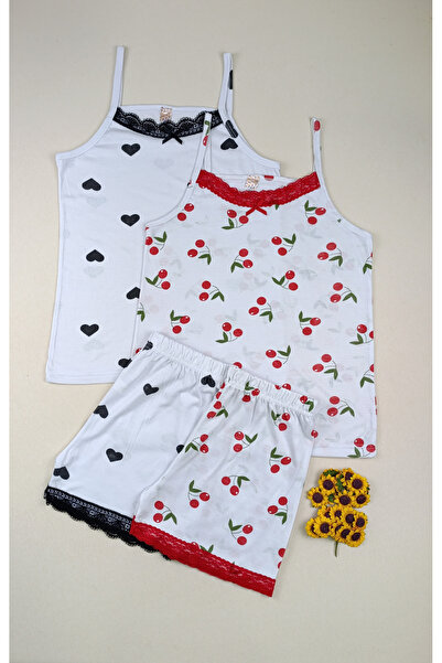 siyalife Lace Detailed Thin Straps 2-Piece Tank Top and Shorts Women's Pajama...