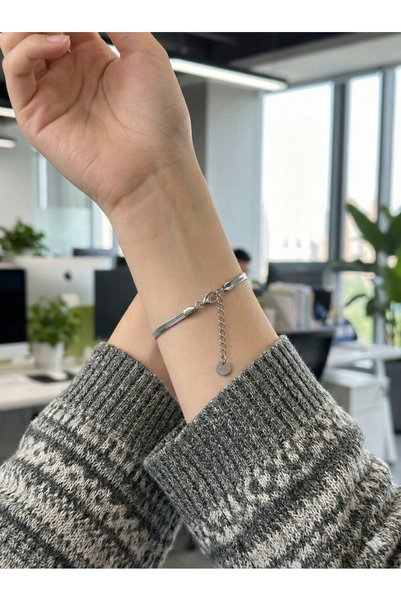 Zaman Kutusu Women's Silver Color Italian Chain Steel Bracelet Gift