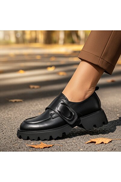 Modlet.ro Pantofi sport cu platformă din piele neagră pentru femei MOD14045