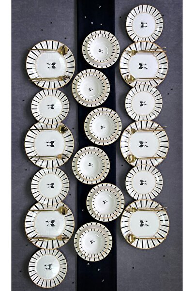 Erbaşlar Elegans Siyah 24 Parça 6 Kişilik Lüx Yemek Takımı, Yemek Seti