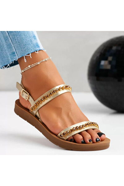 Zaira Women's Sandals with Low Sole Diana Gold #11722 - 38
