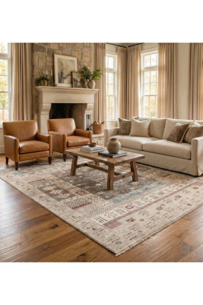 Emin Halı Aka AVA02K Vintage Eskitme Model Degrade İplik Sık Dokuma Salon Otu...