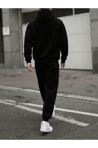 mercoledi Men's Mix Printed Comfortable Fit Hooded Pocket Top Jogger Elastic Cuff Bottom Tracksuit Set