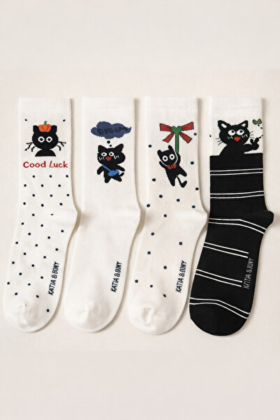 BONY SOCKS Ženske čarape od 4 komada, mešovite mačka Sa deznom