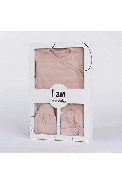 NEW BABY SHOP Set maternitate 3 piese pentru bebeluși New Baby I AM roz, mări...