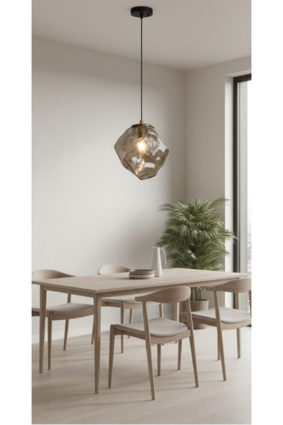 BAYGÜL ELEKTRİK Dekoratif Maymun Cam Tasarımlı füme renk Tekli Sarkıt Şık Avize