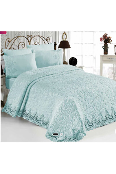 OEM Luxury duvet cover with elegant embroidery, 6 pieces, 2-person bed, BLUE,...