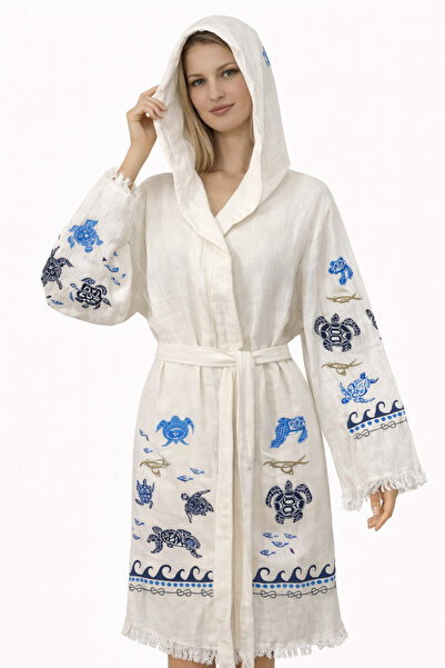 EMİLLİE رداء حمام من قطن الموسلين بنسبة 100% - رداء حمام صيفي فاخر، قابل للتن...