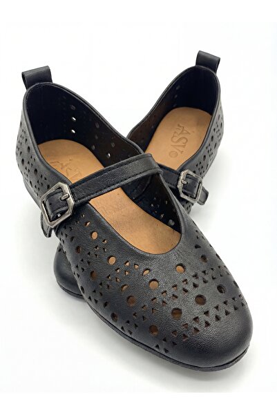 Venüs Women's Genuine Leather Orthopedic Daily Black Ballerinas Vns014