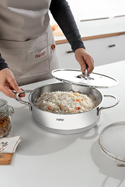 Nehir Silver Trend 26 cm Paslanmaz Çelik Sığ Tencere