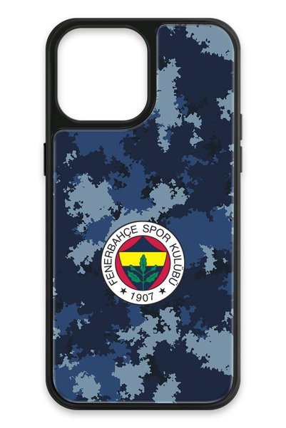 Fenerbahçe حافظة هاتف مرخصة من الزجاج الأزرق المموه متوافقة مع هاتف iPhone 13 Pro Max