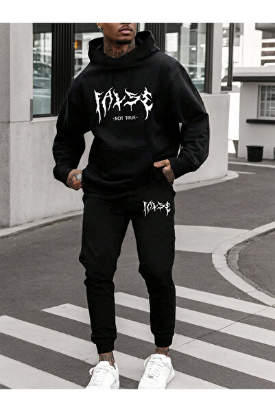 mercoledi Men's Mix Printed Comfortable Fit Hooded Pocket Top Jogger Elastic ...