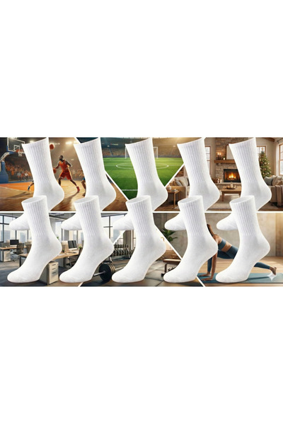 Üstünel çorap Pack of 10 Cotton (White) Tennis Sports Socks - Long Length - P...