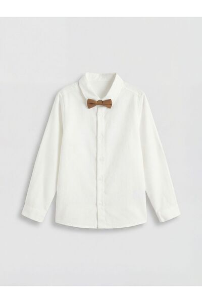 LC Waikiki Cămașă cu mânecă lungă și papion pentru băieți gabardină