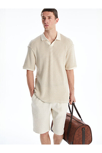 LC Waikiki تي شيرت رجالي مخطط بياقة روبا مطوية من UZG STORE