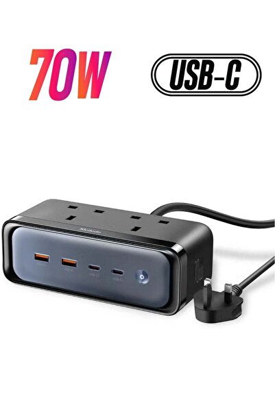 Shopi شريط الطاقة Charger 4590 – شاحن GaN 6 في 1 بقدرة 70 واط وحماية من الصواعق