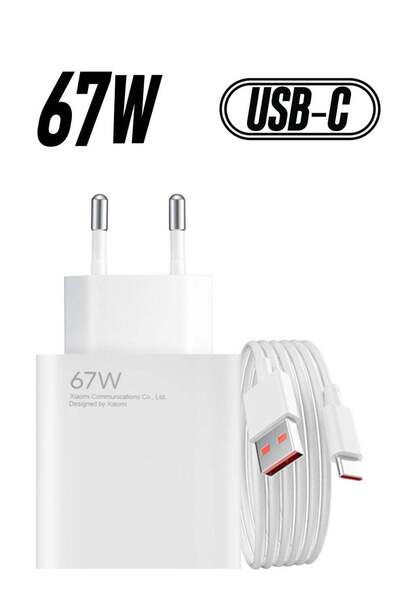 Shopi شاحن جداري أصلي من شاومي بقوة 67 واط مزود بمنفذ USB وكابل USB إلى USB-C