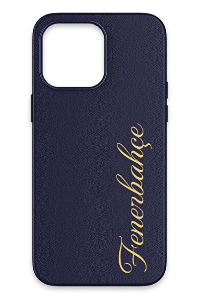 Fenerbahçe iPhone 14 Pro Max Uyumlu Gold El Yazı Deri Magsafe Lisanslı Telefo...