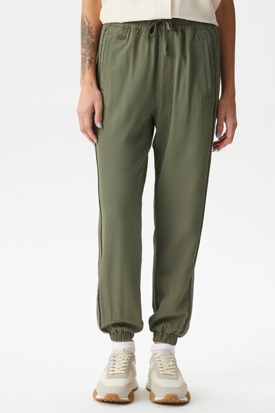 Lacoste Γυναικείο παντελόνι jogger, υφαντό, χακί