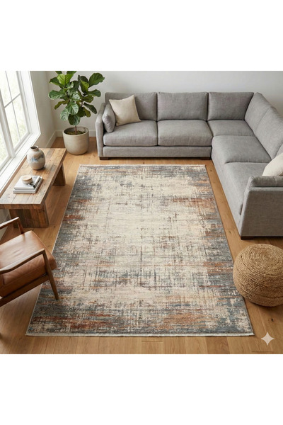 Emin Halı Aka AA04K Vintage Eskitme Model Degrade İplik Sık Dokuma Salon Otur...