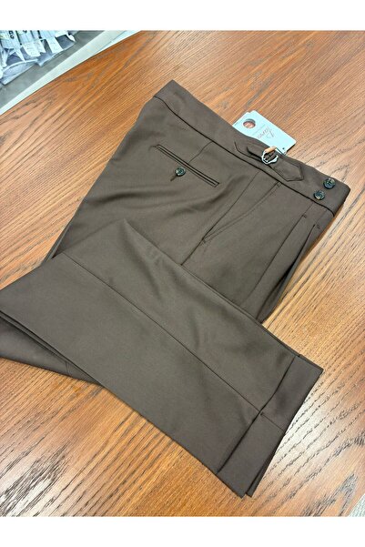 PAREZ Erkek Regular Fit Yüksek Bel Piliseli Tokalı Kumaş Pantolon