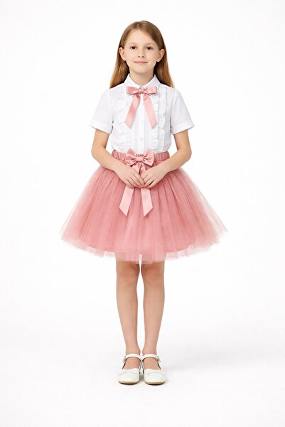 Nacar 23 Nisan 29 Ekim Gösteri Kıyafeti Tütü Etekli Fiyonklu Kız Çocuk Takım