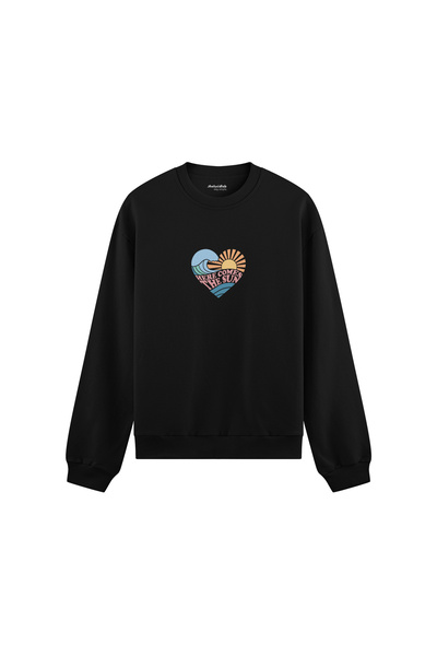 The Lucid Lab Here Comes the Sun Oversize Sweatshirt - Black