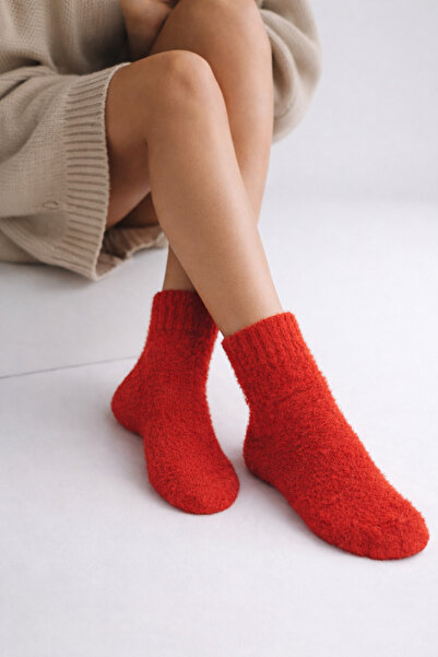 BONY SOCKS Ženske čarape sa Pliš utičnicama, crvene