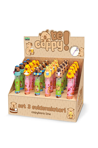 Lebez Set 3 mini evidentiatori BeCappy Capibara – in 3 culori pastelate, pret...