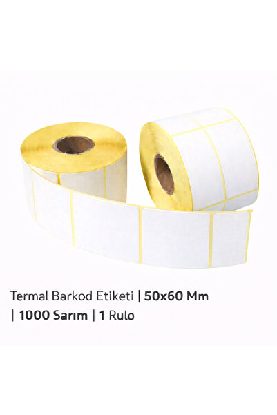 Blue Label Termal Barkod Etiketi | 50x60 Mm | 1000 Sarım | 10 Rulo