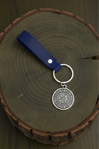 AB Takı Real Leather Keychain Nordic Compass Design Genuine Leather Keychain ...
