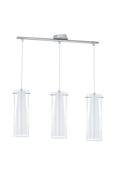 Eglo Pinto Chandelier, 3xE27, 725 mm, H 1100 mm, Clear & White Glass, Chrome,...